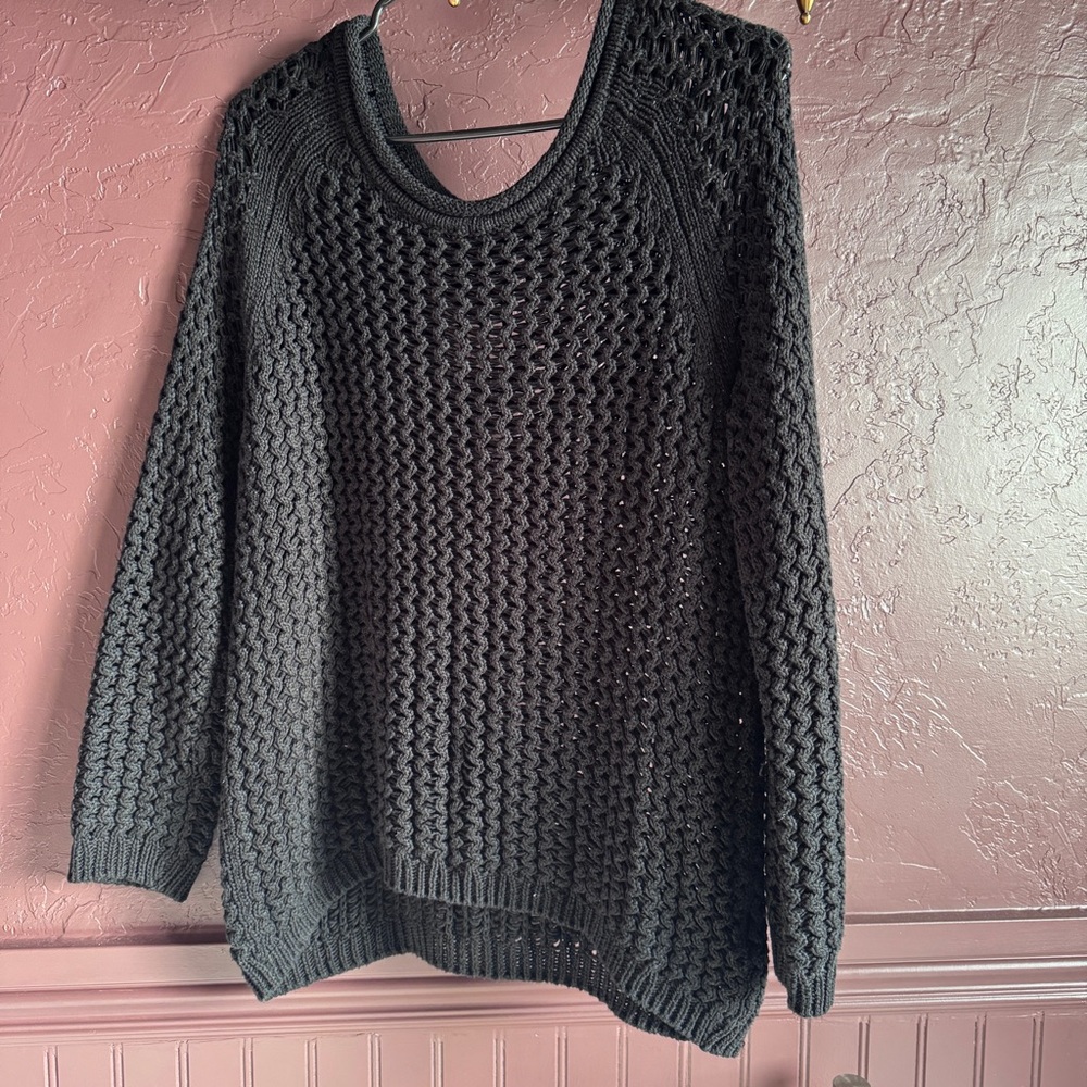 H&M Black Textured Knit Sweater